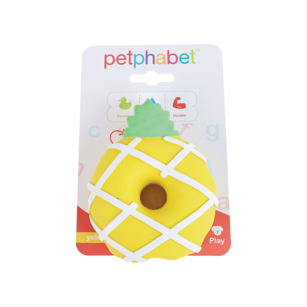 Squeaky Dog Toy Donut Yellow