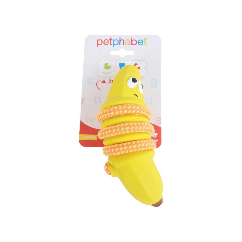 Squeaky Dog Toy Banana Yellow