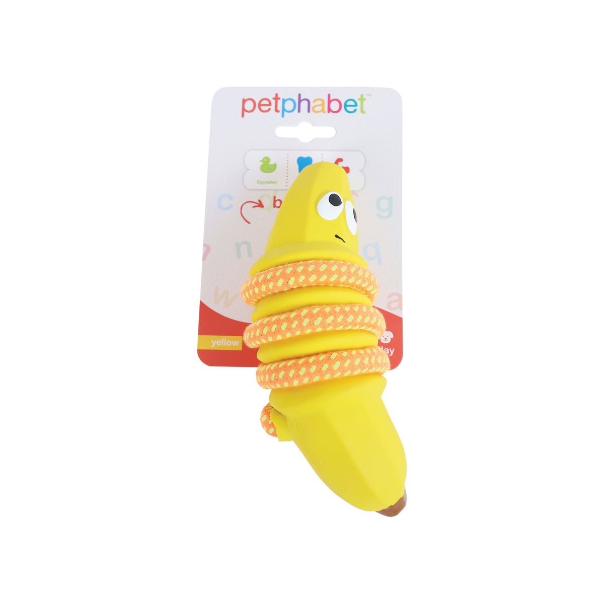 Squeaky Dog Toy Banana Yellow