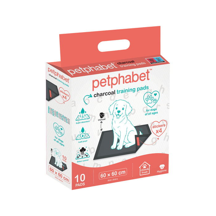 CHARCOAL Dog Training Pad 60 x 60 cm 10 Pcs with STICKERS