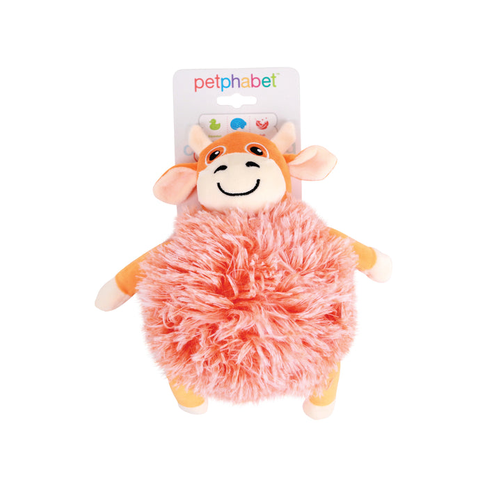 Squeaky Dog Toy Fluffy Cow Orange
