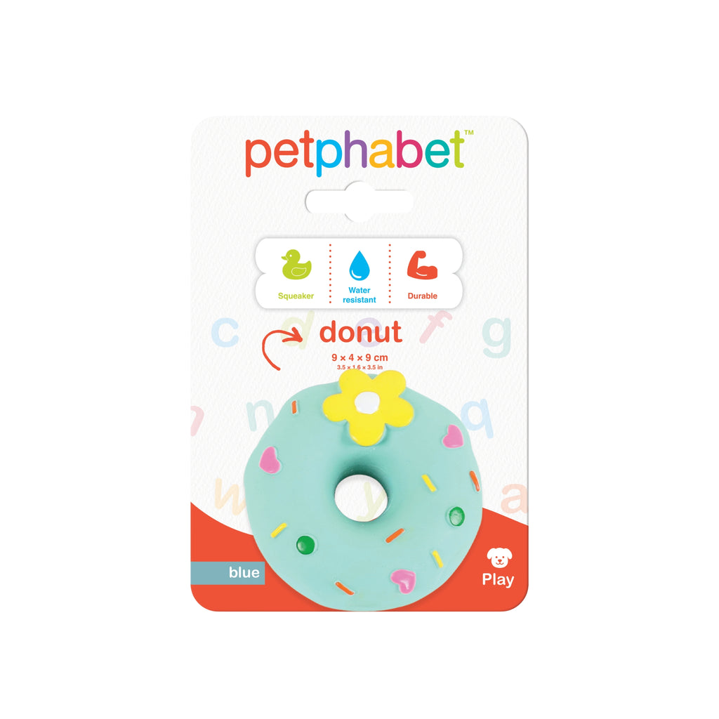 Squeaky Dog Toy Donut Blue