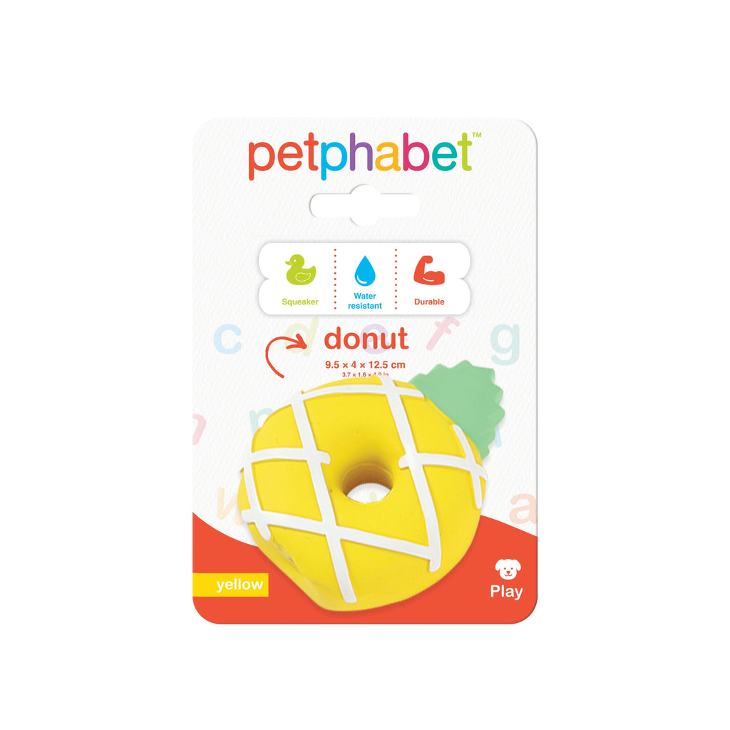Squeaky Dog Toy Donut Yellow