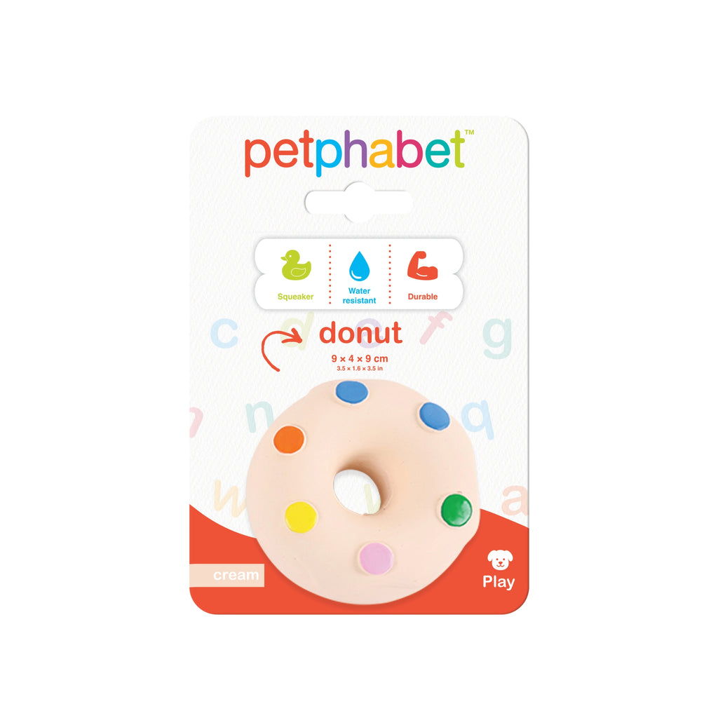 Squeaky Dog Toy Donut Cream