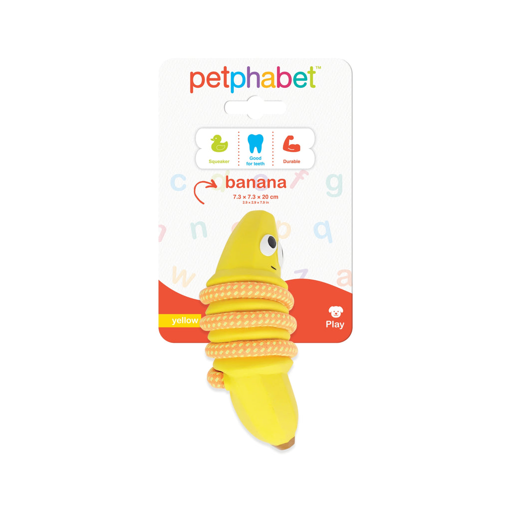 Squeaky Dog Toy Banana Yellow