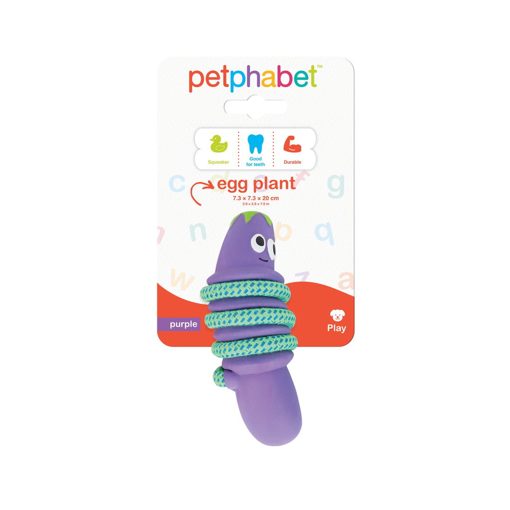 Squeaky Dog Toy Egg Plant Purple