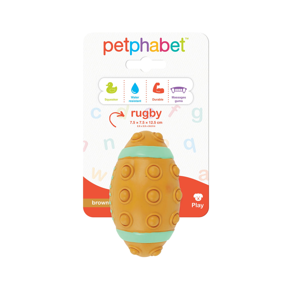 Squeaky Dog Toy Rugby Brown